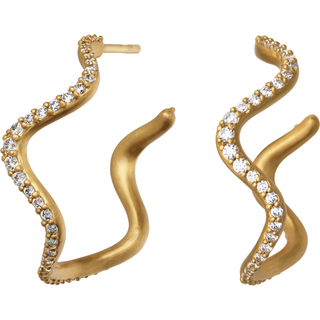byBiehl - Wave Hoops Sparkle forgyldt - 4-3702a-gp