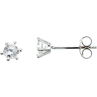 Scrouples - Sølv ørestik med klar sten, 4mm - 100322