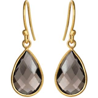 Susanne Friis Bjørner Øreringe - SFB - Forgyldt ørekrog med røgkvarts - 4055-2-108