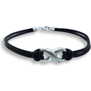 Lind Design - Uendeligheds læder armbånd i sølv, lille
