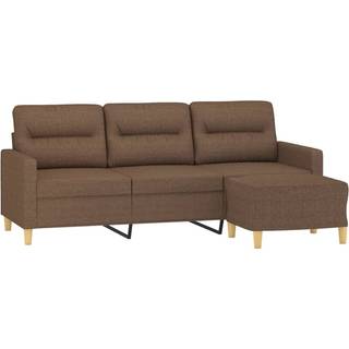 3-personers sofa med fodskammel 180 cm stof Brun