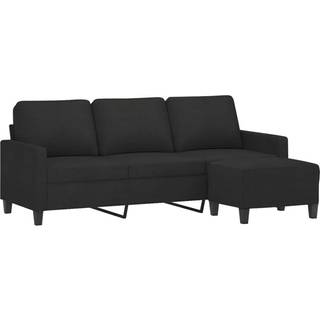 3-personers sofa med fodskammel 180 cm sort