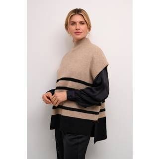 Cream Crstari Knit Slipover Strik 10613066 Beige Black Stripe (S/M)