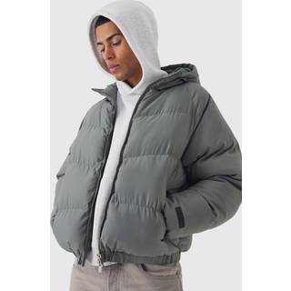 Mens Man Regular Fit Hooded Puffer Coat In Grey
