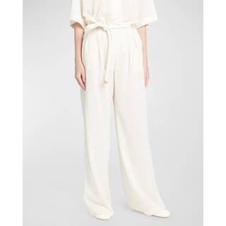 Loro Piana Tristin checked cotton-blend wide-leg pants - white - XXXS