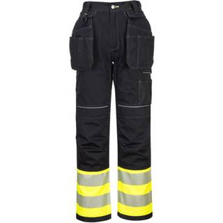 PW3 hi-vis kl.1 bukser med hængelommer - Gul/Sort (Størrelse: 33)
