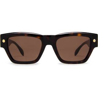 Alexander McQueen Mand AM0409S 002 Solbriller Acetat Havana Brun Firkantet Normal