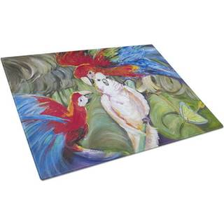 Caroline's Treasures JMK1018LCB Menage-a-Trois Parrots Glass Cutting Board Stor dekorativt tempereret glas køkkenskæring og serveringsplade i sto