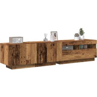 tv-bord m. LED-lys 180x35x40 cm konstrueret træ antikt træ