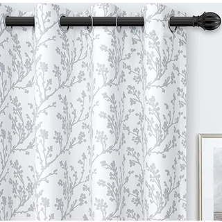 Driftaway Blomstergardiner til sovev?relse 84 tommer lang stue Vandfarver Foret blackout gardiner Termisk isoleret Grommet til k?kkenvindue Enkel