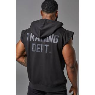 Mens Black Training Dept Sleeveless Zip Through Loopback Regular Fit Hoodie