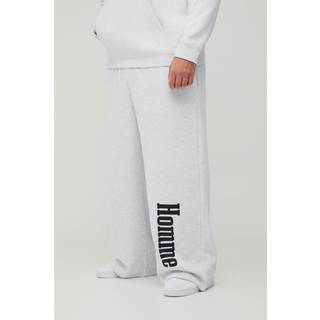 Mens Grey Marl Plus Motorsport Wide Leg Joggers