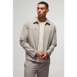 Mens Grey Regular Fit Technical Stretch Homme Overshirt