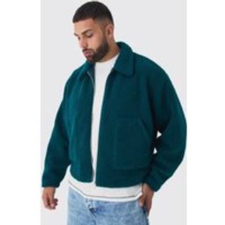 Mens Plus Borg Harrington Jacket In Teal