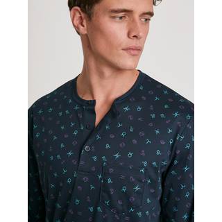 CALIDA Herren Pyjama blau Jersey-Baumwolle Gemustert