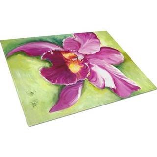 Caroline's Treasures JMK1176LCB Orchid Glass Cutting Board Stor dekorativt tempereret glas køkkenskæring og serveringsplade i stor størrelse hugg