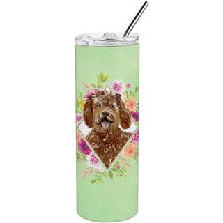 """" Caroline's Treasures Labradoodle Green Flowers Double Walled rustfrit stål 20 oz tynd rejseisoleret tumblere multicolor """"
