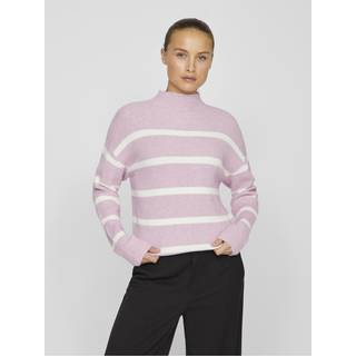 VILA Viril Mockneck L/S Knit Rib Top Winsome Orchid/White Alyssum XL