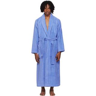 Tekla Organic Terry Classic Bathrobe Clear Blue