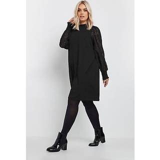 Yours Curve Yours Curve Black Woven Sleeve Jacquard Dress