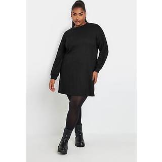 Yours Curve Yours Curve Black Ribbed Jumper Dress