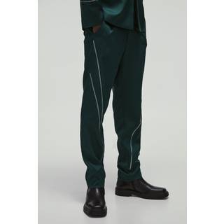 Mens Green Slim Fit Zip Multi Zip Detail Tailored Trousers
