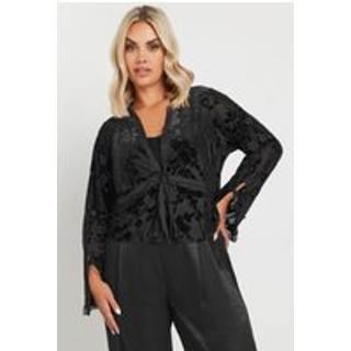 Yours Curve Yours Curve Black Floral Burnout Tie Front Jacket