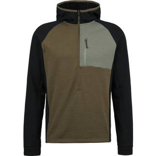 Stoic MerinoGrid285 NorrdalSt. 3/4 Zip Hoody Merinohoodie Herrer størrelse S farve brun/sort