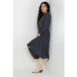 PixieGirl Petite PixieGirl Petite Black Long Sleeve Acid Wash Button Smock Dress
