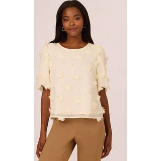 Adrianna Papell Adrianna Papell Rund hals All Over 3D Blomster Chiffon Top
