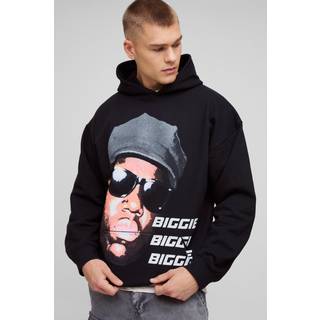 Mens Black Oversized Biggie License Large Print Hoodie