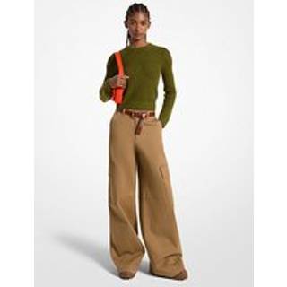 MK Stretch Organic Cotton Wide-Leg Cargo Trousers - Brown - Michael Kors - EU38