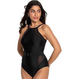 Pour Moi Pour Moi Black Shoreline High Neck Mesh Belted Swimsuit