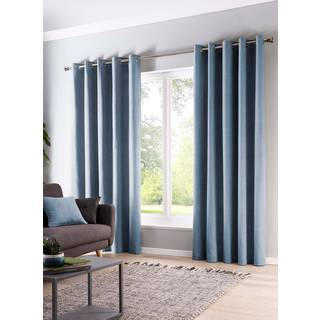 Fusion Fusion Light Blue Sorbonne Pair of Eyelet Room Darkening Curtains
