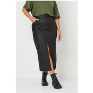 Yours Curve Yours Curve Black Coated Midaxi Skirt With Front Slit - EU 42 (UK 14)