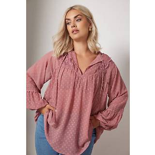 Yours Curve Yours Curve Pink Dobby Slub Lace Blouse