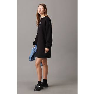 Relaxed Monogram Sweatshirt Dress - Black - M