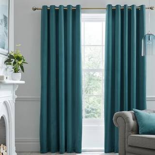 Laurence Llewelyn-Bowen Laurence Llewelyn-Bowen Teal Montrose Velvet Blackout Thermal Eyelet Curtains