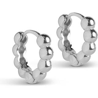Enamel - Ball Small Hoops i sølv