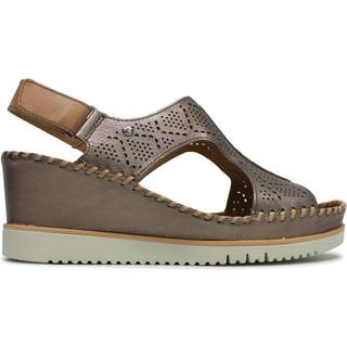 Pikolinostil kvinder. W3Z-1775CLC1 Læder sandaler Aguadulce bronze -Højde 7 cm kile (38), 5-8 cm, Velcro, Casual