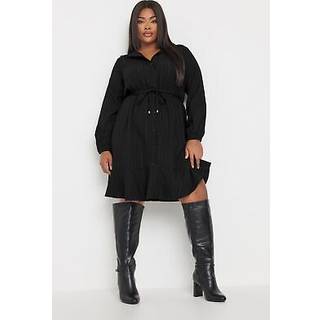 Yours Curve Yours Curve Black Limited Stripe Dobby Shirt Tunic Dress - 26-28