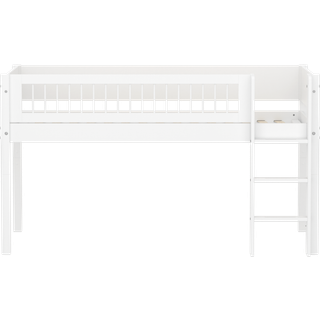 Højseng 120 Cm Med Stige Og Sengehest, 90x200 Cm, Hvid