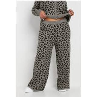 Yours Curve Yours Curve Grey Limited Leopard Print Wide Leg Trousers