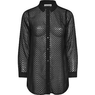 Yours Curve Yours Curve Black Chevron Burnout Shirt