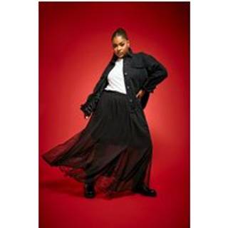 Yours Curve Yours Curve Black Lace Godet Maxi Skirt