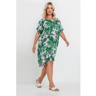 Yours Curve Yours Curve Green Tropical Print Tunic Dress