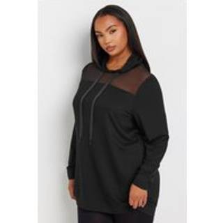 Yours Curve Yours Curve Black Mesh Detailed Hoodie