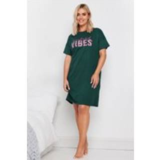 Yours Curve Yours Curve Green 100% Cotton Weekend Vibes Sleeptee Nighties