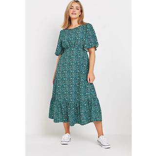 M & Co M & Co Black Ditsy Floral Print Short Sleeve Midi Dress - EU 38 (UK 10)