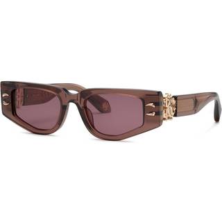 Roberto Cavalli Kvinde SRC057M 06ME Solbriller Acetat Brun Violet Firkantet Normal